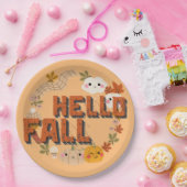 ハロー秋かわいい自然紅葉カボチャ ペーパープレート (パーティー)