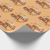 ハロー秋かわいい自然紅葉カボチャ ラッピングペーパー (角)