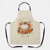 ハロー秋の水の色ワイルドフラワー紅葉 エプロン (正面)