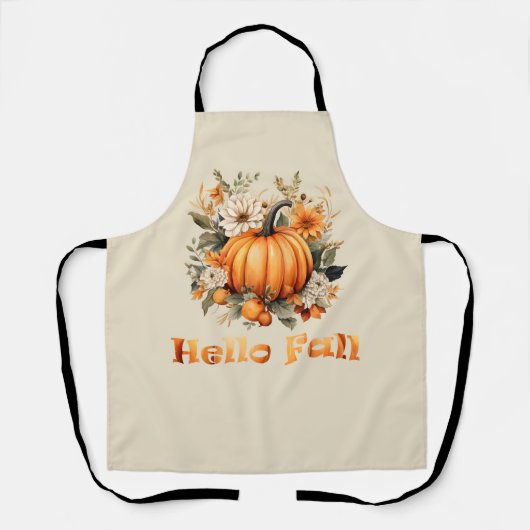 ハロー秋の水の色ワイルドフラワー紅葉 エプロン (正面)