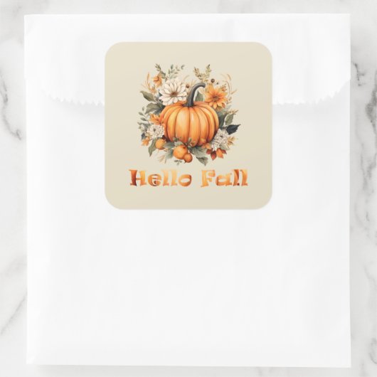 ハロー秋の水の色ワイルドフラワー紅葉 スクエアシール (バッグ)