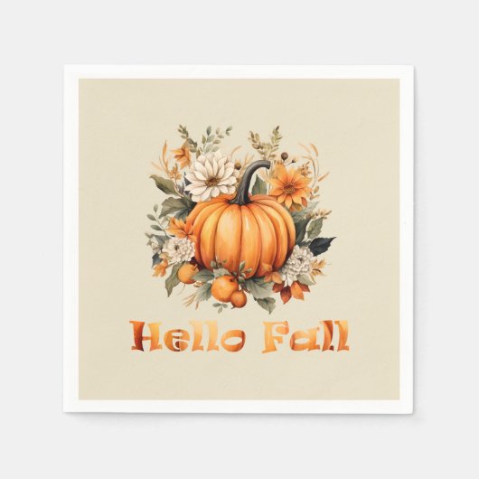 ハロー秋の水の色ワイルドフラワー紅葉 スタンダードカクテルナプキン (正面)