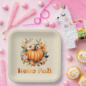 ハロー秋の水の色ワイルドフラワー紅葉 ペーパープレート (パーティー)