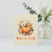 ハロー秋の水の色ワイルドフラワー紅葉 ポストカード (スタンド正面)