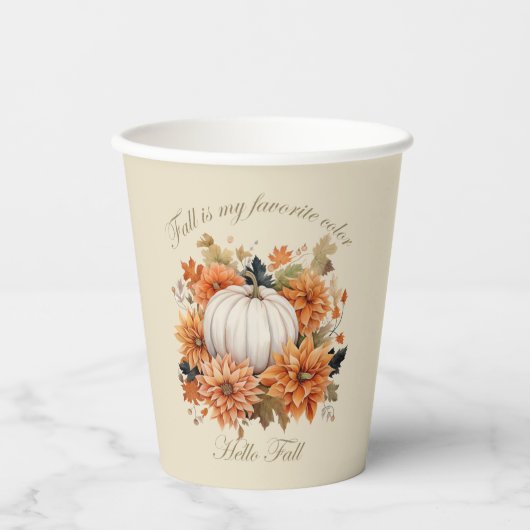 ハロー秋の水の色ワイルドフラワー紅葉 紙コップ (正面)