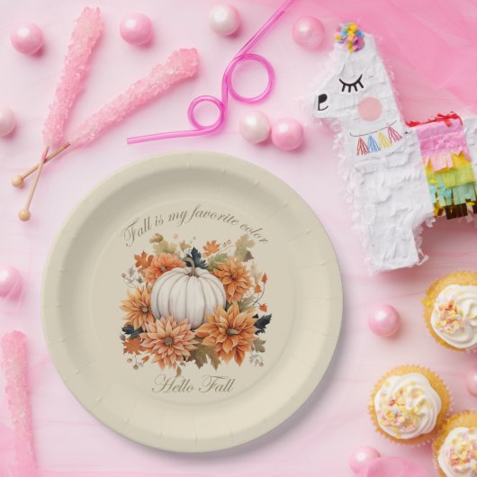 ハロー秋の水彩野花離れの秋 ペーパープレート (パーティー)