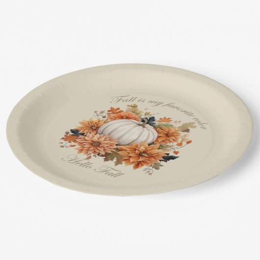 ハロー秋の水彩野花離れの秋 ペーパープレート (アングル)