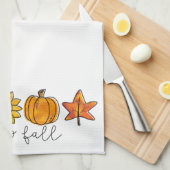ハロー秋アコーンサンフラワー葉ズ&パンプキン キッチンタオル (四つ折り)