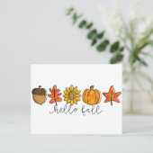 ハロー秋アコーンサンフラワー葉ズ&パンプキン ポストカード (スタンド正面)