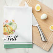 ハロー秋ウォーターカラーパンプキンサンクスギビング キッチンタオル (四つ折り)