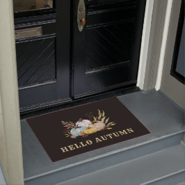 ハロー秋ウォーターカラーパンプキンス ドアマット