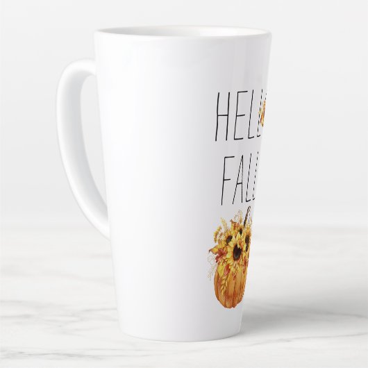 ハロー秋ウォーターカラーヒマワリとカボチャ カフェラテマグ (左アングル)