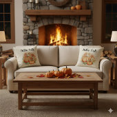 ハロー秋ウォーターカラーファームハウスオータムカンプキンズ クッション