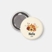 ハロー秋カボチャとヒマワリ素朴秋 マグネット (正面/裏面)