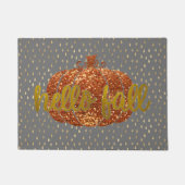 ハロー秋グリッターカボチャ+メタリック金ゴールド&グレー ドアマット (正面)