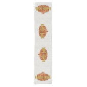 ハロー秋グリッターパンプキン+メタル金ゴールド&ホワイト ショートテーブルランナー (正面)