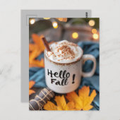ハロー秋グリーティングカードとマグカップ ポストカード (正面/裏面)