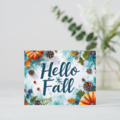 ハロー秋グリーティングカード（花） ポストカード (スタンド正面)