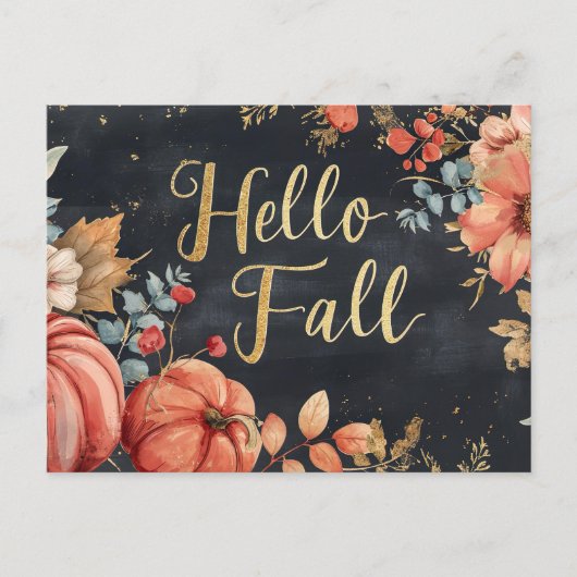 ハロー秋グリーティングカード（花） ポストカード (正面)
