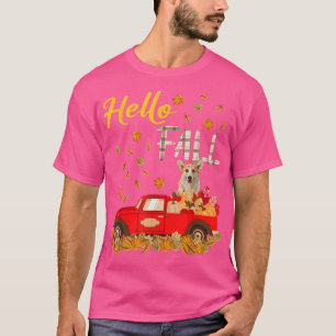 ハロー秋コルギレトリエバーリーフオータムレッドトラックD Tシャツ
