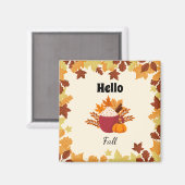 ハロー秋コージーオータムデザイン離れズ付き マグネット (正面/裏面)