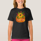 ハロー秋サンフラワーズカボチャ素朴秋 Tシャツ (正面)