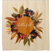 ハロー秋スクリプトフローラ水彩秋 シャワーカーテン (正面)