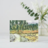 ハロー秋ハイキングトレイルマウンテンランドスケープフォレスト ポストカード (スタンド正面)