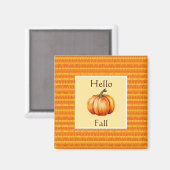 ハロー秋パンプキンオレンジストライプのンオータムデコール マグネット (正面/裏面)