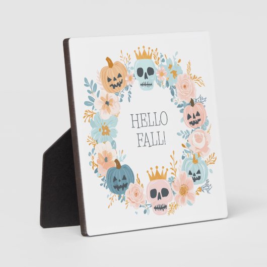ハロー秋パンプキンスカルハロウィンモダンフローラ フォトプラーク (正面)