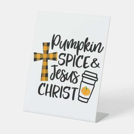 ハロー秋パンプキンスパイス&イエスキリスト秋クリス 台座サイン (正面)