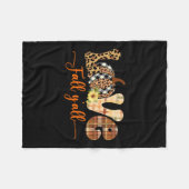 ハロー秋パンプキンラブ秋ヤールヒョウ平和Th フリースブランケット (正面(横))