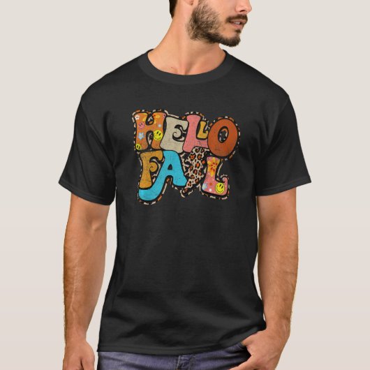 ハロー秋ヒョウかわいい稲妻ボルト秋秋 Tシャツ (正面)