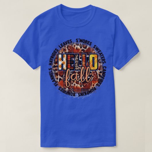 ハロー秋ヒョウのパンプキンスパイス秋の雰囲気 Tシャツ (デザイン正面)