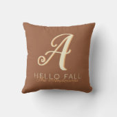 ハロー秋モダンモノグラム名オレンジブラウン クッション (裏面)
