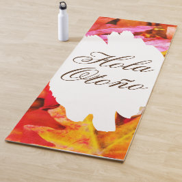 ハロー秋モダンl紅葉シンプルモノグラム ヨガマット