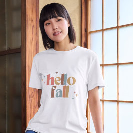 ハロー秋レトロタイポグラフィ Tシャツ