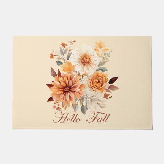 ハロー秋水彩野草離れの秋 ドアマット (正面)
