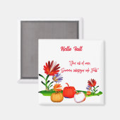 ハロー秋秋の緑の葉カボチャフローラ マグネット (正面/裏面)