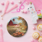 ハロー秋秋サンクスギビング農村バーンパンプキンス ペーパープレート (パーティー)