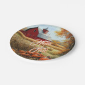 ハロー秋秋サンクスギビング農村バーンパンプキンス ペーパープレート (アングル)