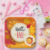 ハロー秋紅葉とパンプキンパイ ペーパープレート (パーティー)