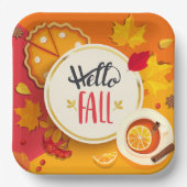 ハロー秋紅葉とパンプキンパイ ペーパープレート (正面)