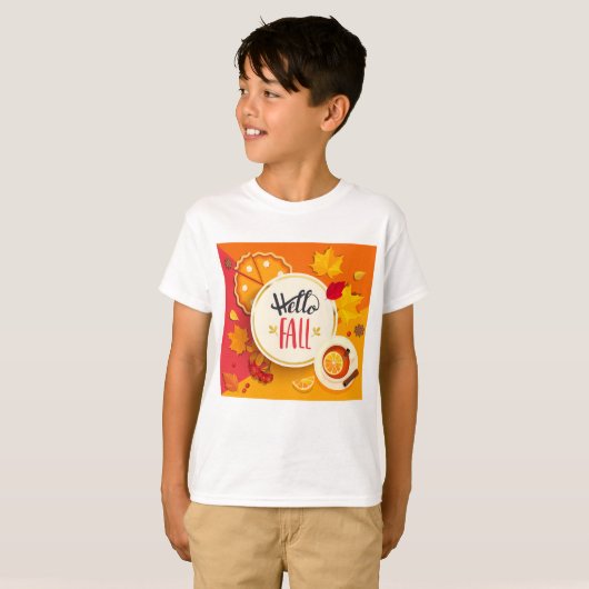 ハロー秋紅葉とパンプキンパイ Tシャツ (正面フル)