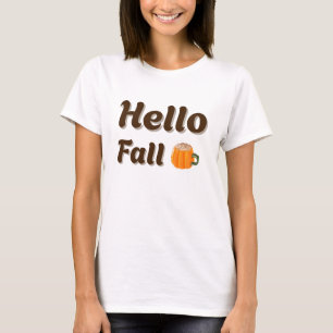 ハロー秋 – コージーコーヒーオータムデザイン Tシャツ
