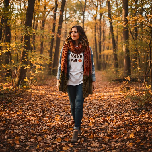 ハロー秋 – パンプキンシーズンコージーオータムデザイン Tシャツ