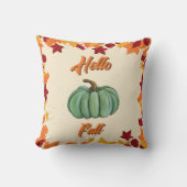 ハロー秋 – ファームハウスグリーンパンプキンコージーデコール クッション (正面)