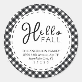 ハロー秋 |ブラック&ホワイトバッファロー感謝祭 ラウンドシール