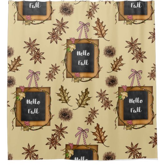 ハロー秋-紅葉ズパターンfor Cozy Season シャワーカーテン (正面)