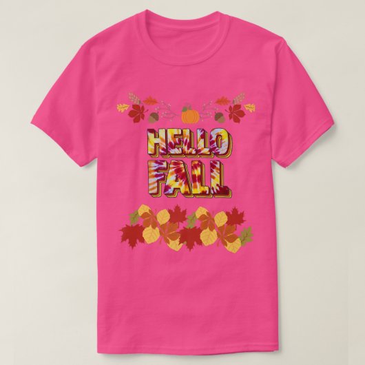 ハロー秋、紅葉、カボチャと秋 Tシャツ (デザイン正面)